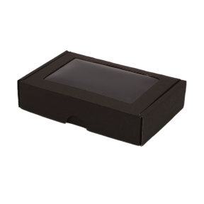 Microcorrugated cardboard box with window