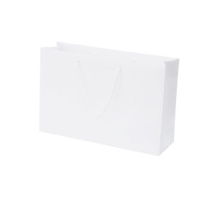 White paper bags with fabric handles