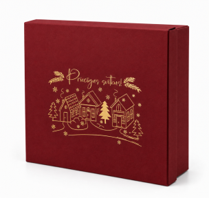 BURGUNDY micro-corrugated cardboard Christmas design box with a removable lid