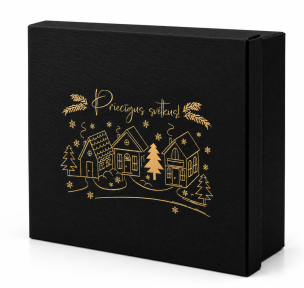 BLACK micro-corrugated cardboard Christmas design box with a removable lid
