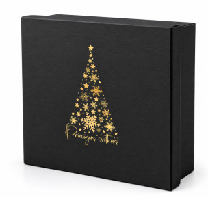 BLACK micro-corrugated cardboard Christmas design box with a removable lid