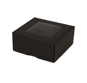 Microcorrugated cardboard box with window