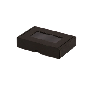 Microcorrugated cardboard box with window